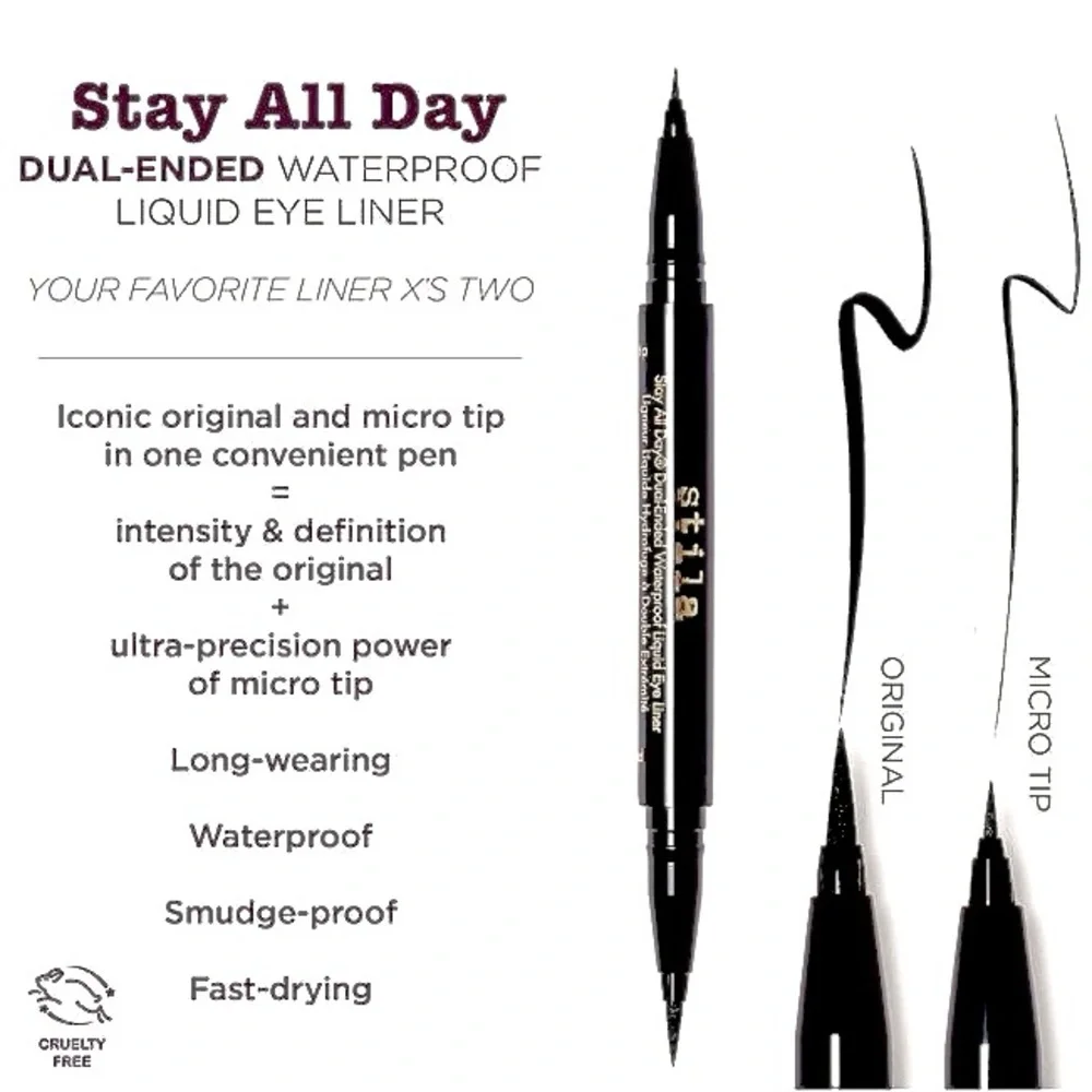 stila Stay All Day Dual-Ended Liquid Eye Liner Mojito/Intense Black, 4.5 mL.